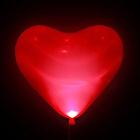 Шар сердце со светодиодом (красное)