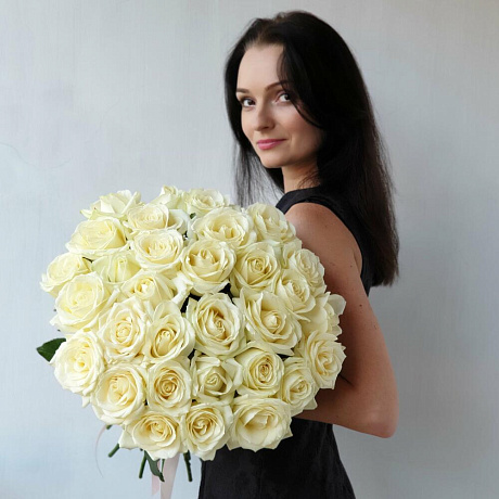 Букет из 35 белых роз №160 - Фото 4