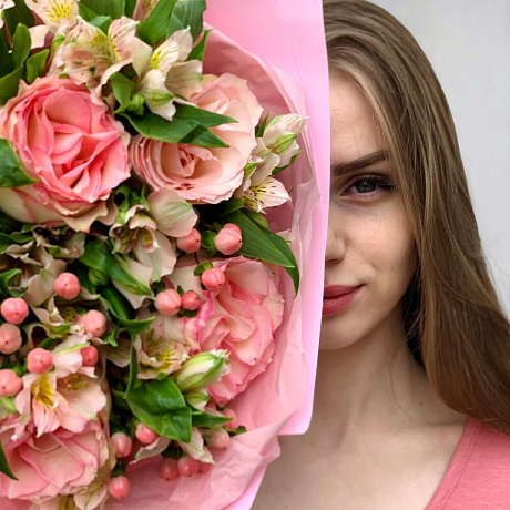 Букет цветов со вкусом S розовый - Фото 2