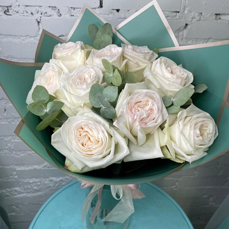 9 роз White Ohara - Фото 2