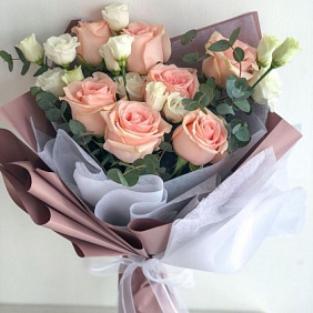 Букет из Роз и Эустомы №163
