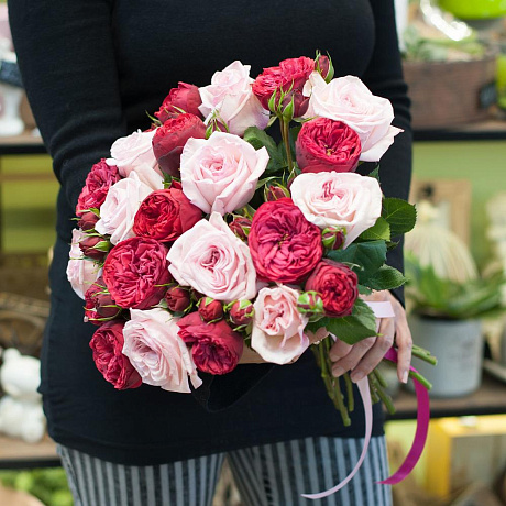 Букет из пионовидных роз (23 розы) - Фото 2