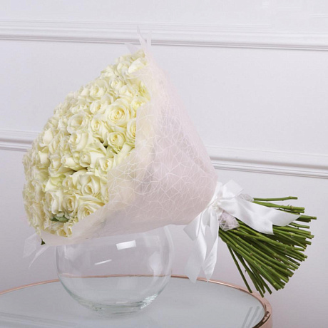Букет из 101 белой розы (Premium 50см) - Фото 2