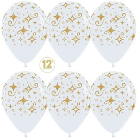 Белые шары с золотыми звездами "21129"