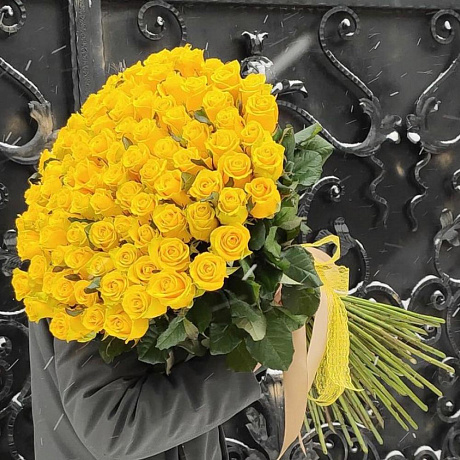 Букет желтых роз 101 - Фото 4