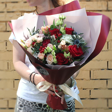 Букет цветов Бордовый Дуэт - Фото 5