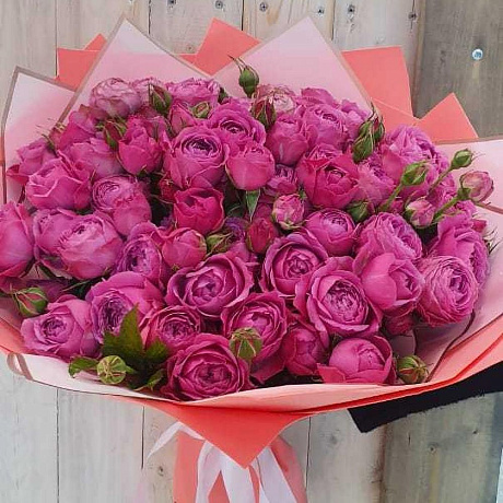 Букет кустовых пионовидных роз - Фото 2