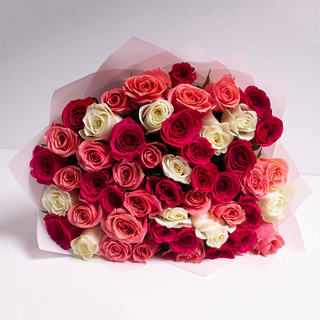 Букет из 51 розы МИКС (40 см) - Фото 4