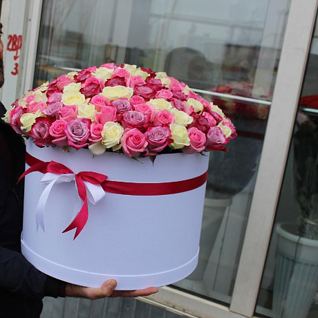 VIP Букет, 151 роза в шляпной коробке - Фото 5