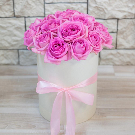 Коробка из 19 розовых роз - Фото 3