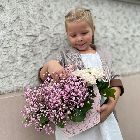 Корзина цветов для девочек - Фото 3