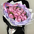 Фиолетовые розы в дизайнерской упаковке из 25 роз - Фото 1