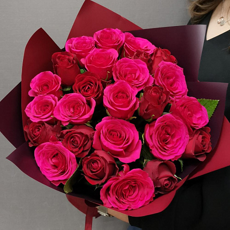 Моя любовь. Букет из 25 роз микс - Фото 2