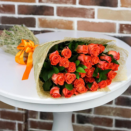 Букет из 29 оранжевых роз (70 см). N892 - Фото 4