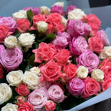 Букет из 39 микс кустовых роз - Фото 2
