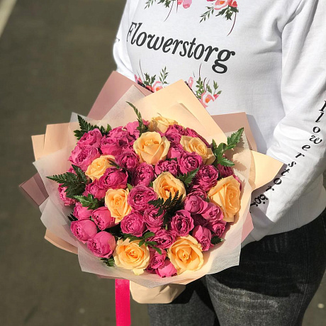 Розы. Пионовидная кустовая роза.  Кремовая  роза. N267 - Фото 2