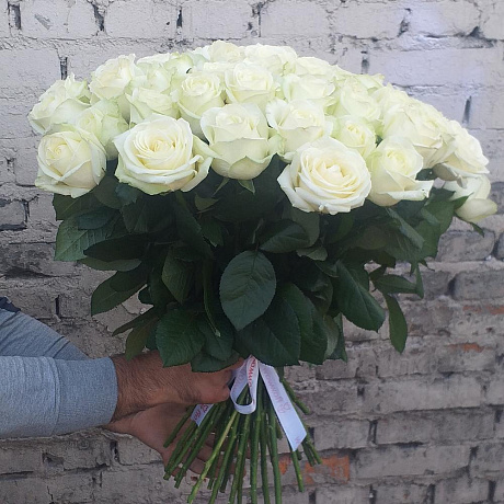 Букет цветов Белая роза №160 - Фото 4