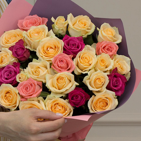 Букет 25 роз микс 50см №160 - Фото 3