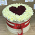 Коробка XXL из 101 белой и красной розы. Сердце из роз. N405 - Фото 3