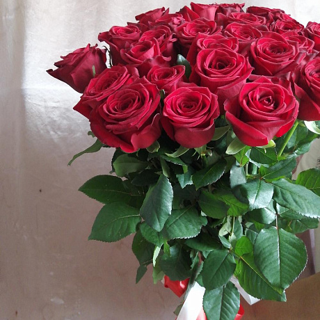 Букет из 25 бордовых роз №160 - Фото 3
