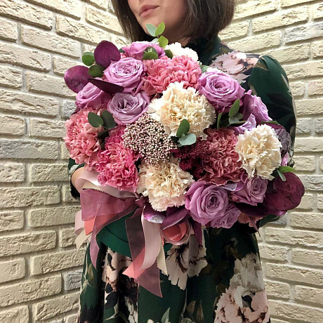 Авторский букет с диантусом - Фото 3