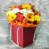 Счастливая коробка с герберами, гвоздиками и хризантемами - Фото 3