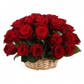 Букет из 35 красных роз в корзине