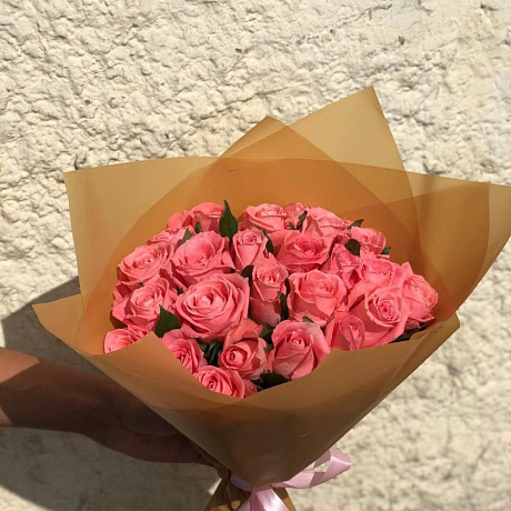Букет из 25 розовых роз №160 - Фото 2