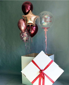 Коробка с шарами Сюрприз "С днём Рождения!"