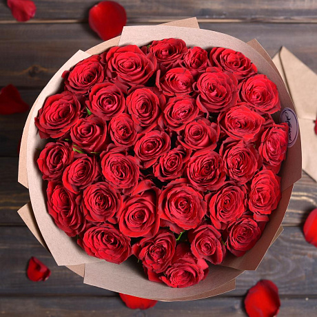 Букет 35 шт Красных Роз - Фото 6