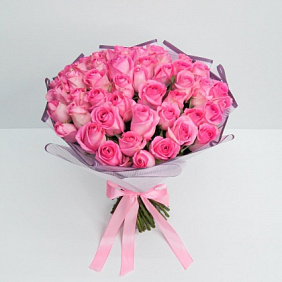 Букет 51 розовых роз (40см)