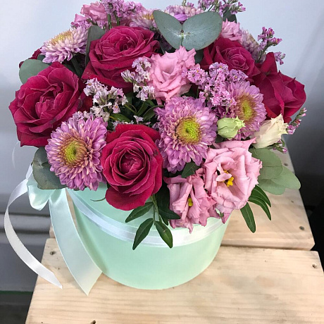 Шляпная коробка с цветами №160 - Фото 3