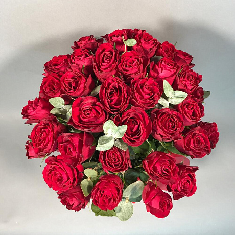 39 кенийских роз в шляпной коробке - Фото 3