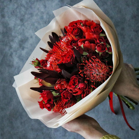 Букет цветов Глубокий красный - Фото 2