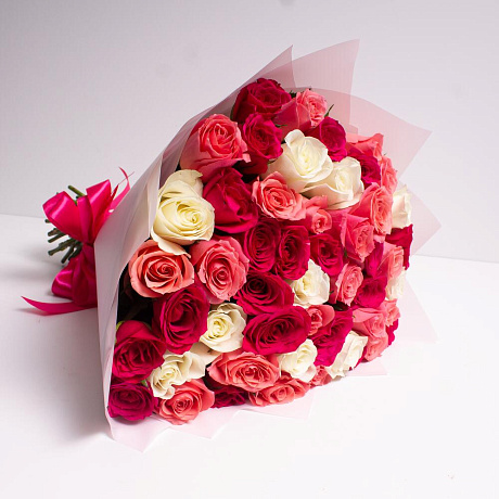 Букет из 51 розы МИКС (40 см) - Фото 2