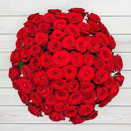 101 красная роза Рэд Наоми (70 см) - Фото 2