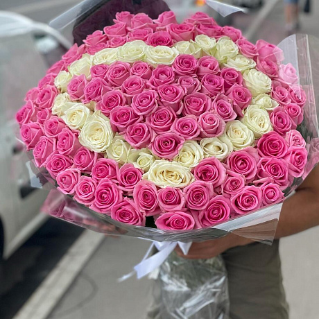 Букет из 101 розы в виде сердце - Фото 6