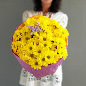 Яркий букет из хризантем 1 сентября №161