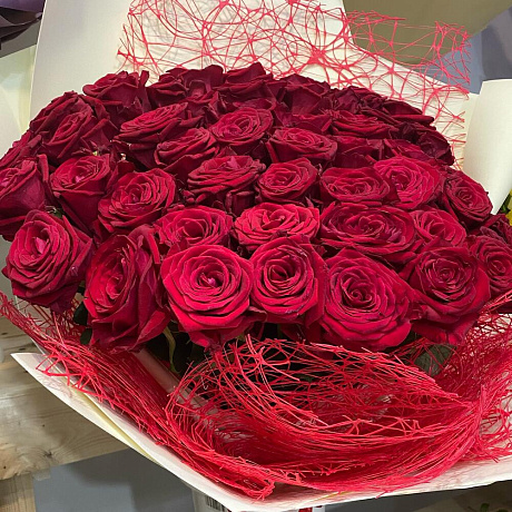 Букет алая роза - Фото 2