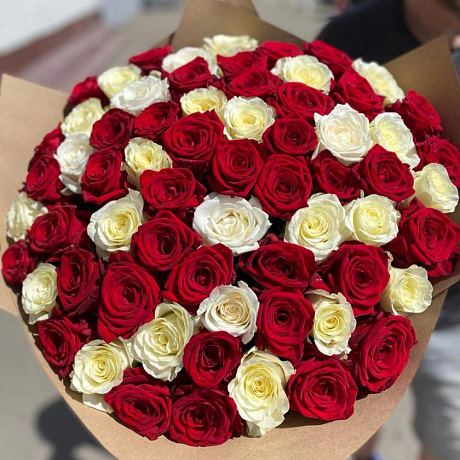 Букет из 51 розы страстный микс - Фото 2