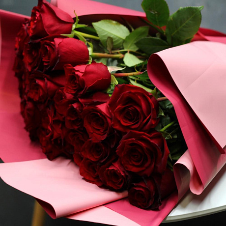 Букет из бордовых роз №160 - Фото 2