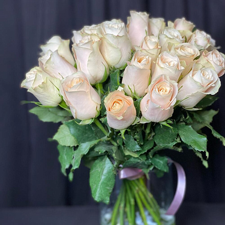 25 роз кремовых букетик - Фото 6
