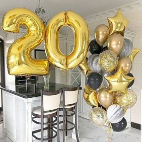 Композиция из шаров "Для любимой" - Хром и мрамор