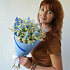 Голубой восторг Букет ромашек и лагуруса - Фото 6
