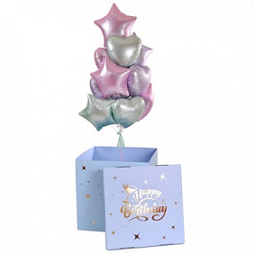 Коробка с шарами Сюрприз "Wow,Happy Birthday!"