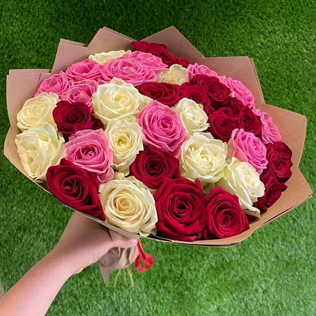 Букет из 35 роз микс №160 - Фото 2