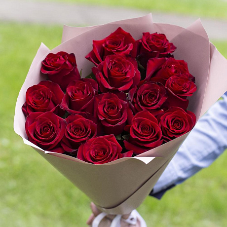 Букет из 15 роз сорта Эксплорер 60см - Фото 2