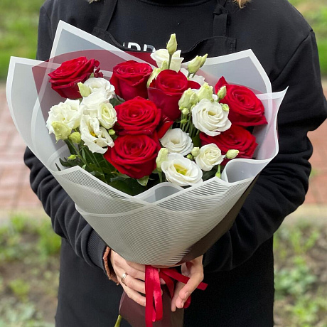 Букет цветов Красно-белое №160 - Фото 2