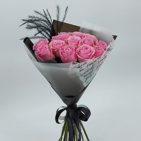 Букет Чертова дюжина розовых роз - Фото 2