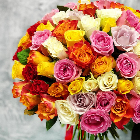 Букет из разноцветных роз Яркие чувства - Фото 3